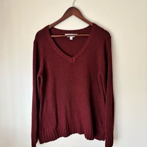 Market & Spruce Red V-Neck Sweater
